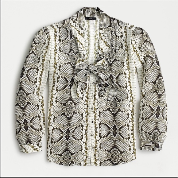 J.Crew Drapey Tie-Neck Top in Snakeskin Print - Picture 3 of 5